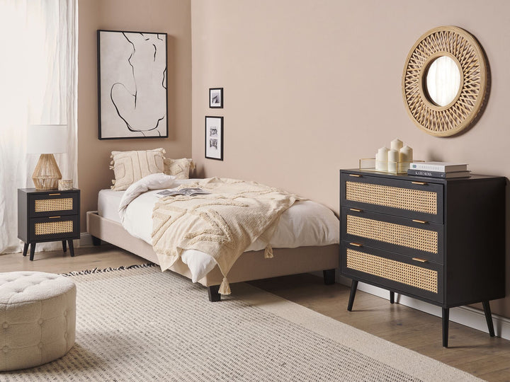 2 Drawer Bedside Table Black Keniel