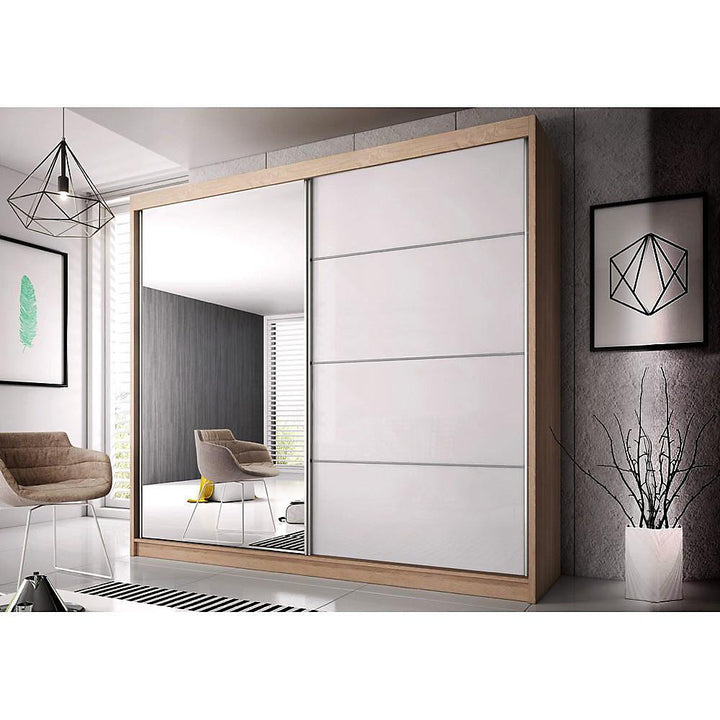 MULTI 233cm - Mirrored Sliding Door Wardrobe in Oak Sonoma Finish