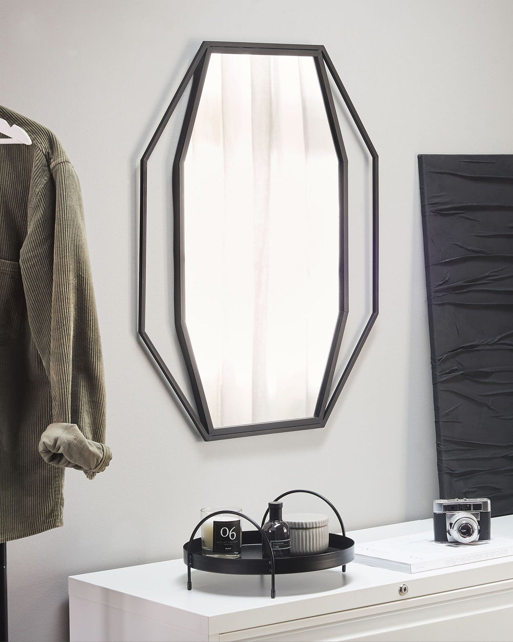 Nire Wall Mirror Metal Graphite Grey