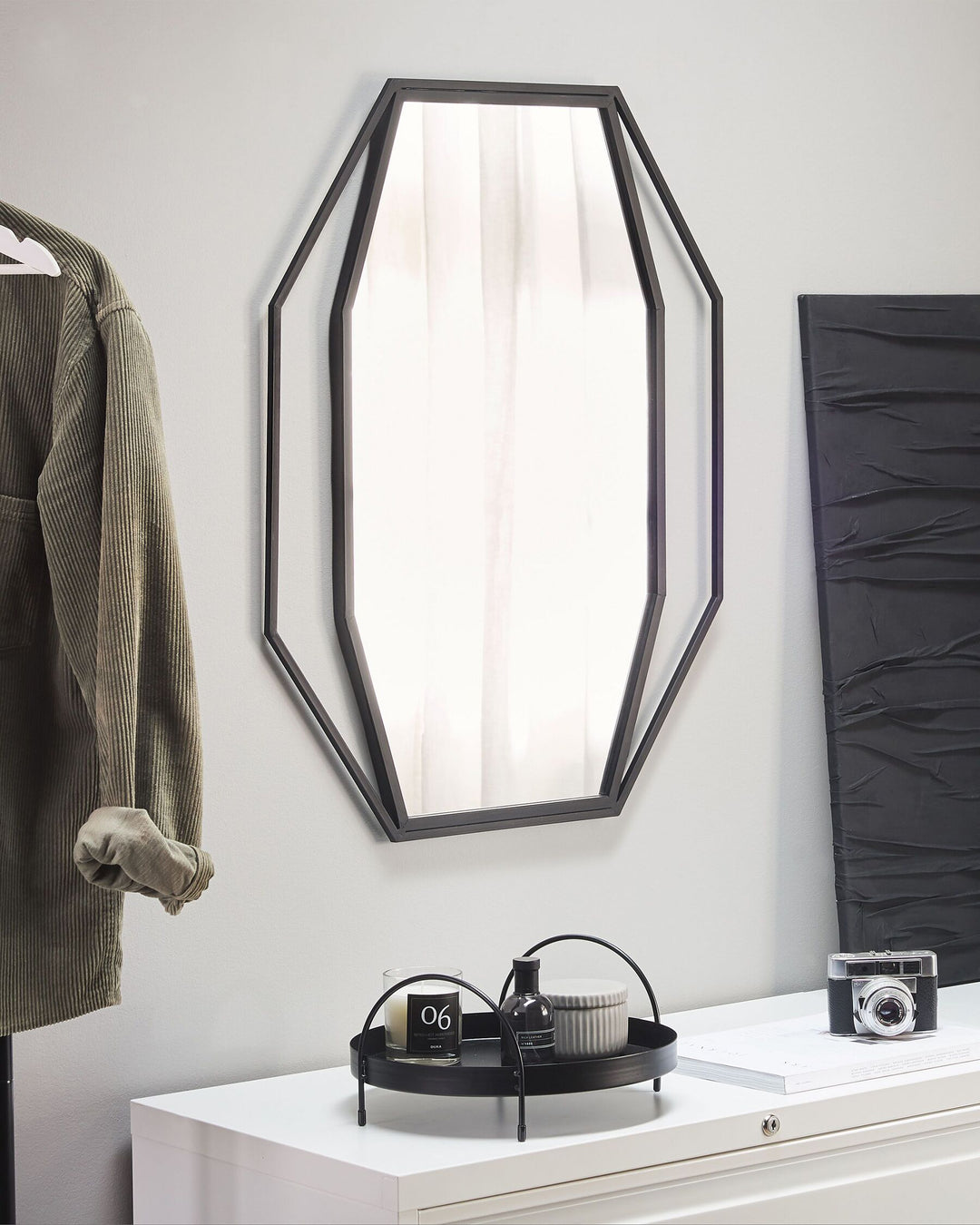 Nire Wall Mirror Metal Graphite Grey