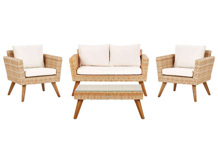 Vittoria Garden Lounge Set with Table 4 Seater PE Rattan Off-White