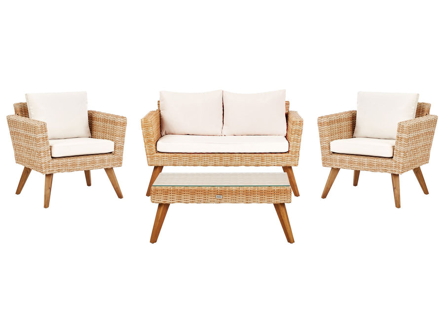 Vittoria Garden Lounge Set with Table 4 Seater PE Rattan Off-White