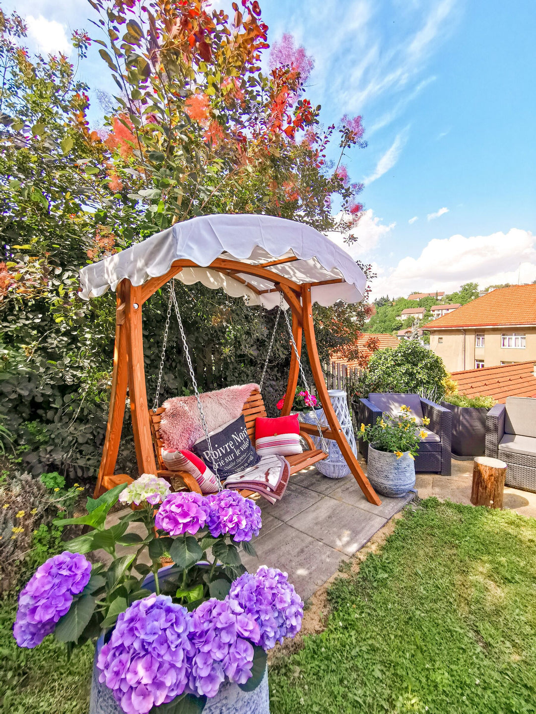 Andria Patio Swing Wood Brown