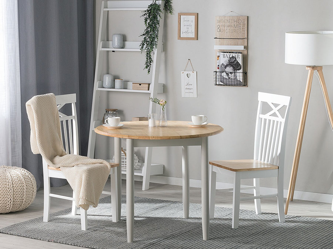 Omaha Extending Wooden Dining Table ⌀ 6192 cm Light Wood with Light Grey