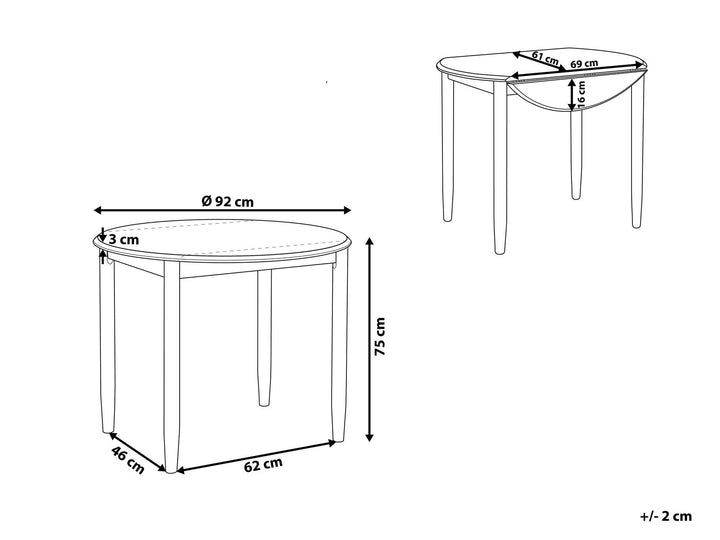 Boswell Extending Wooden Dining Table ⌀ 61/92 cm Light Wood with Light Grey