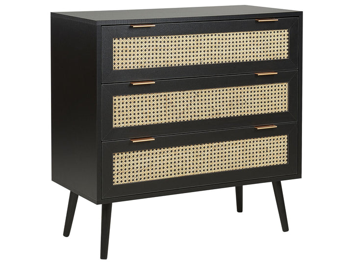 Opoco Rattan 3 Drawer Chest Black