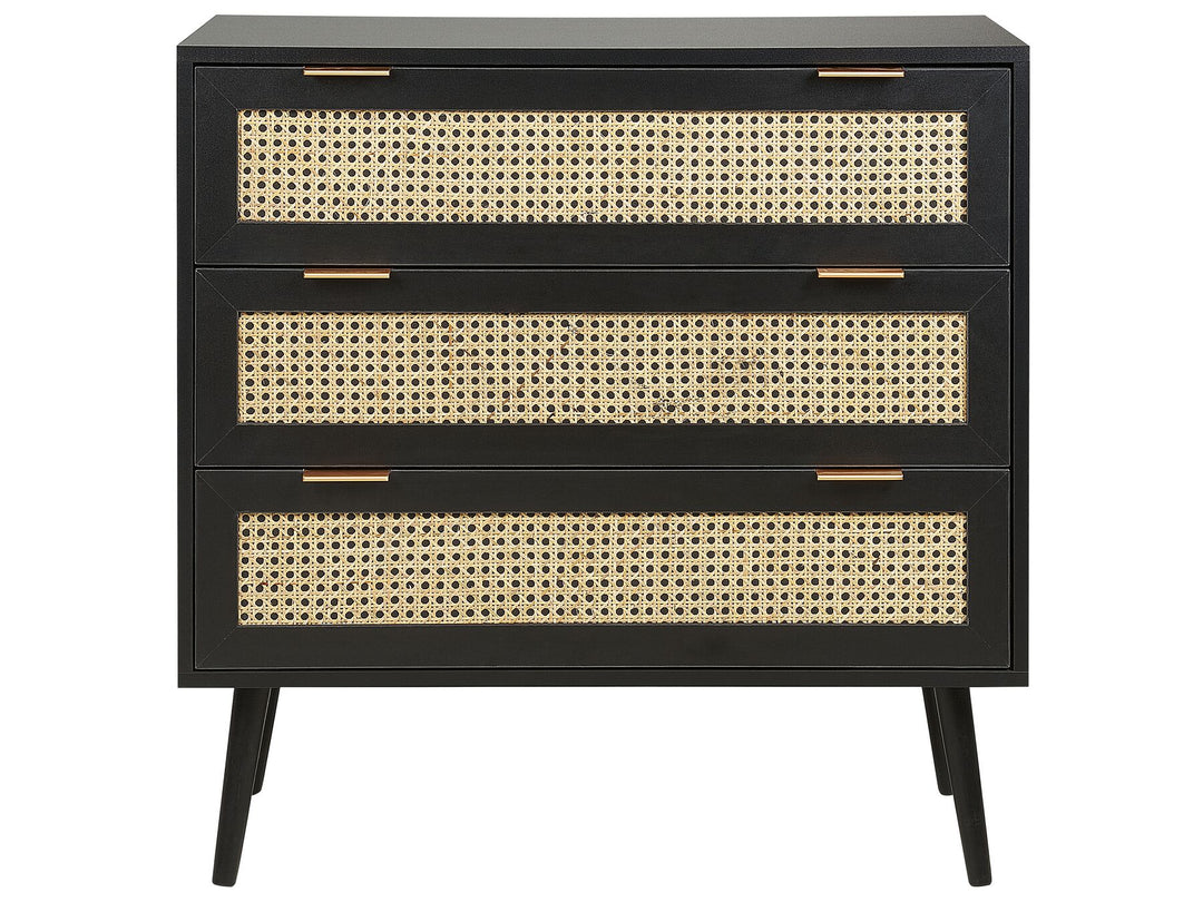 Flemingdon Rattan 3 Drawer Chest Black