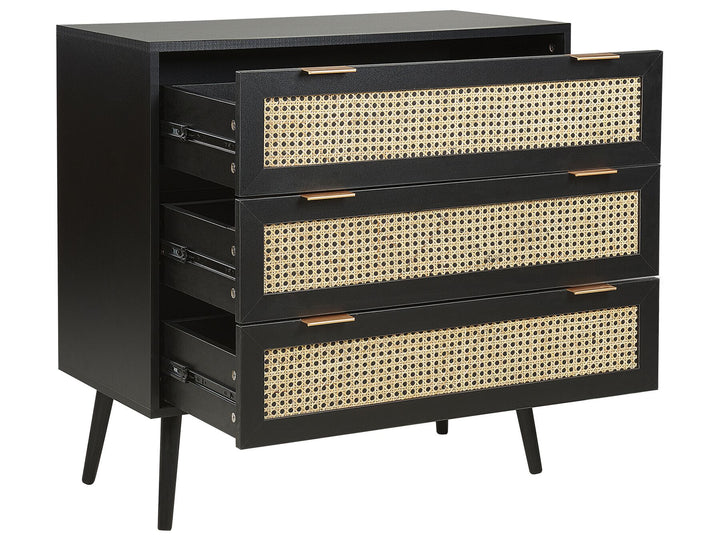 Flemingdon Rattan 3 Drawer Chest Black