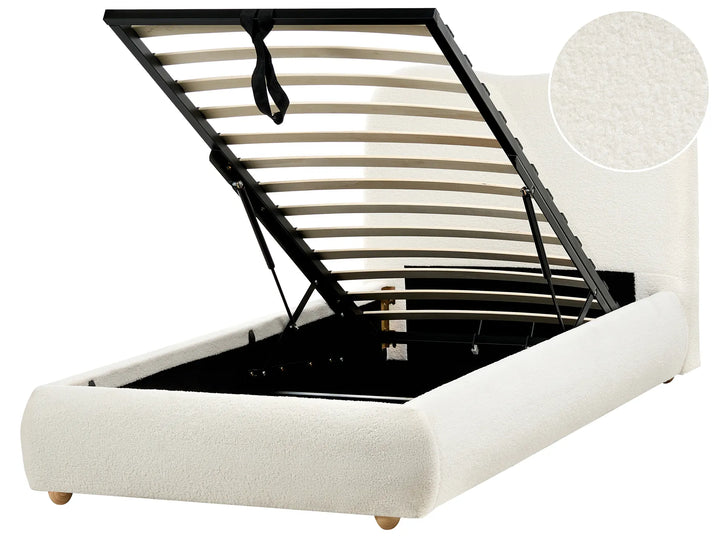 Ottoman Bed Boucle  90 x 200 cm (EU Single) Off-White Kyara