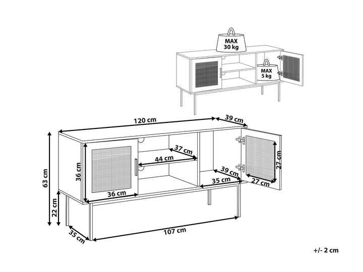 TV Stand Rattan Light Brown Warren