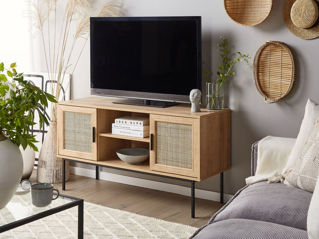 TV Stand Rattan Light Brown PASCO