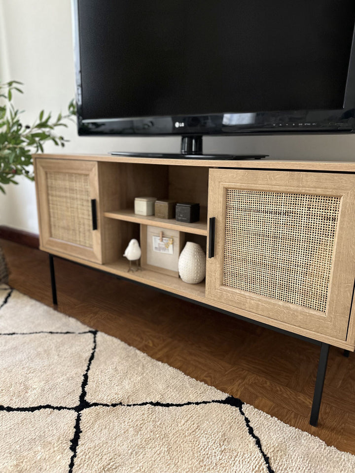 TV Stand Rattan Light Brown Warren