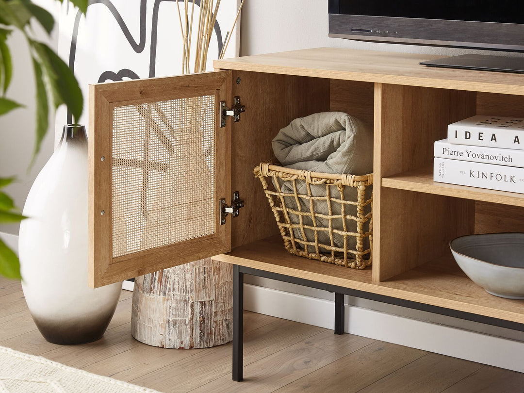 TV Stand Rattan Light Brown Warren