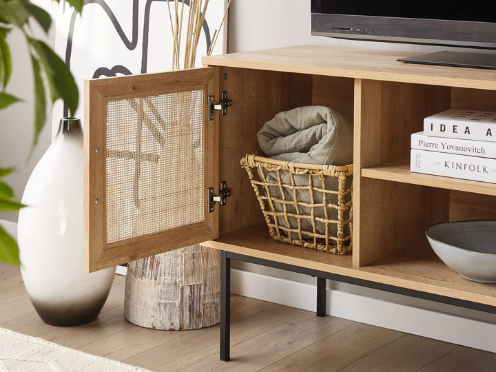 TV Stand Rattan Light Brown Warren