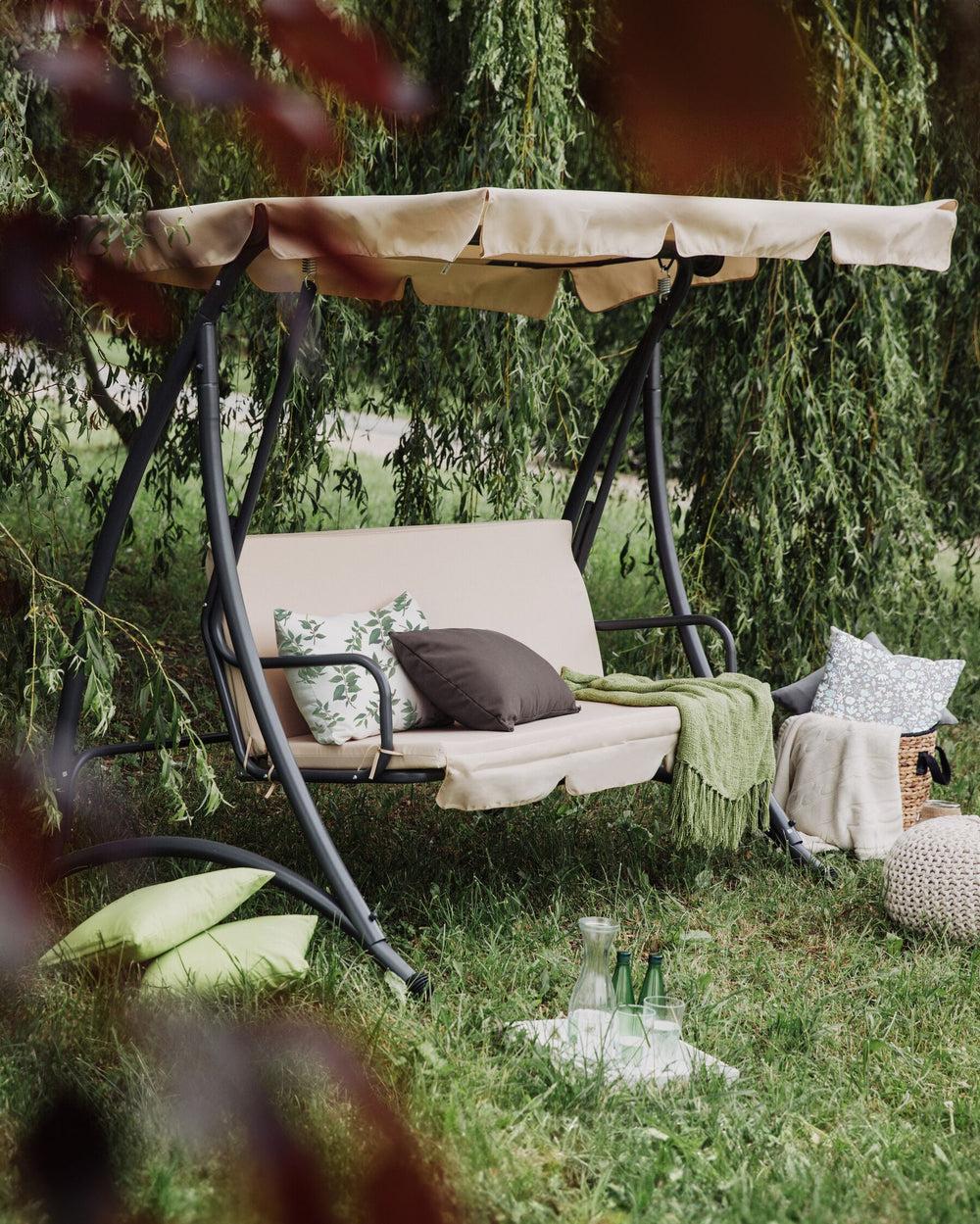 Temple Patio Swing Metal Sand Beige