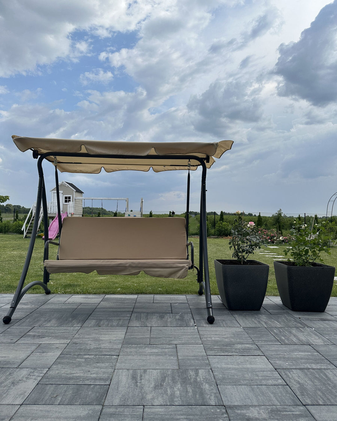 Temple Patio Swing Metal Sand Beige
