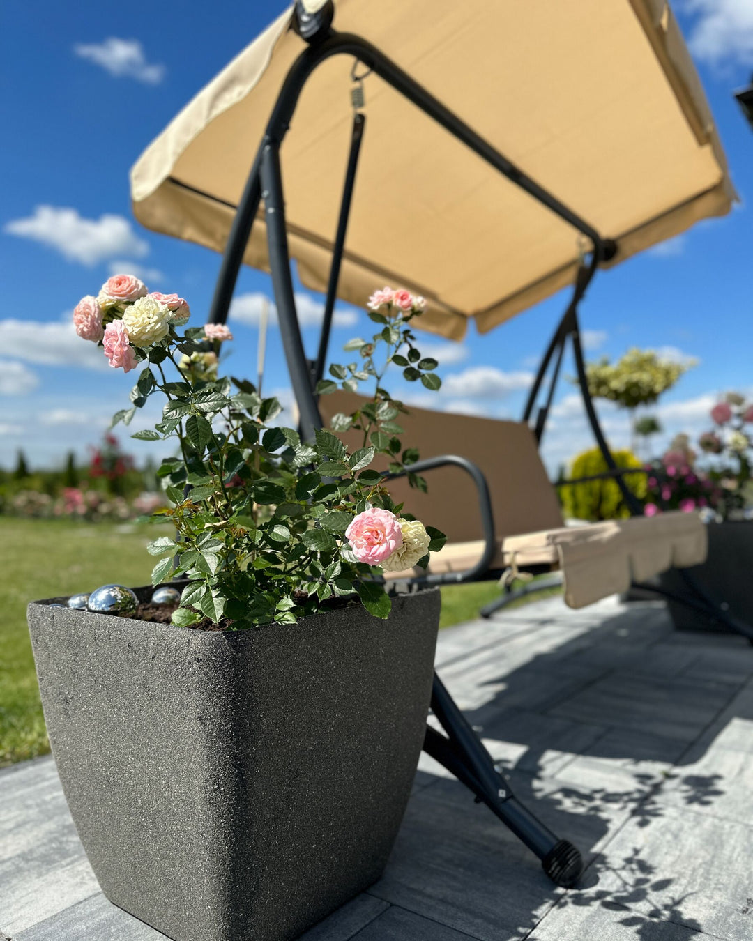 Temple Patio Swing Metal Sand Beige