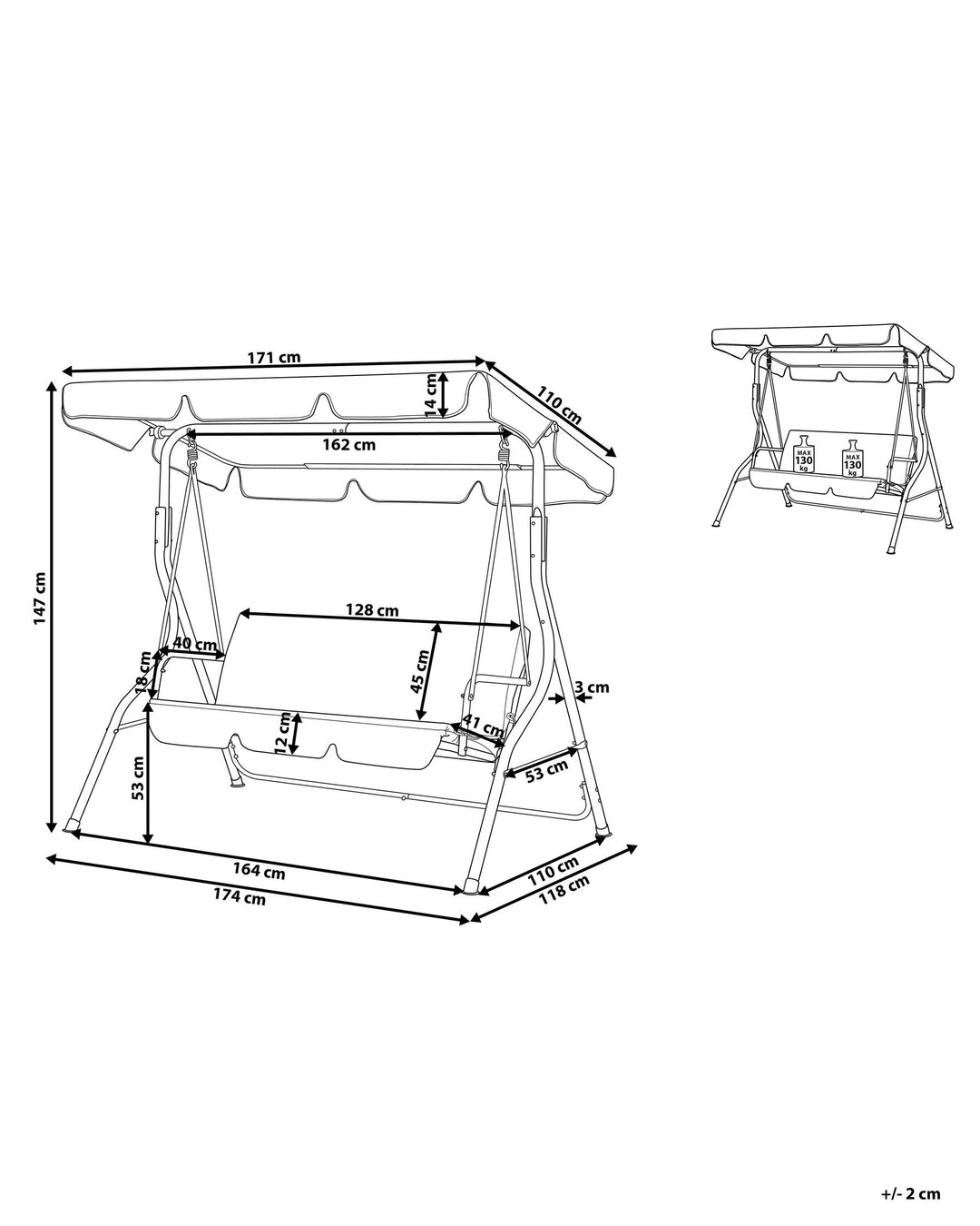Chaplin Patio Swing  Metal Dark Grey