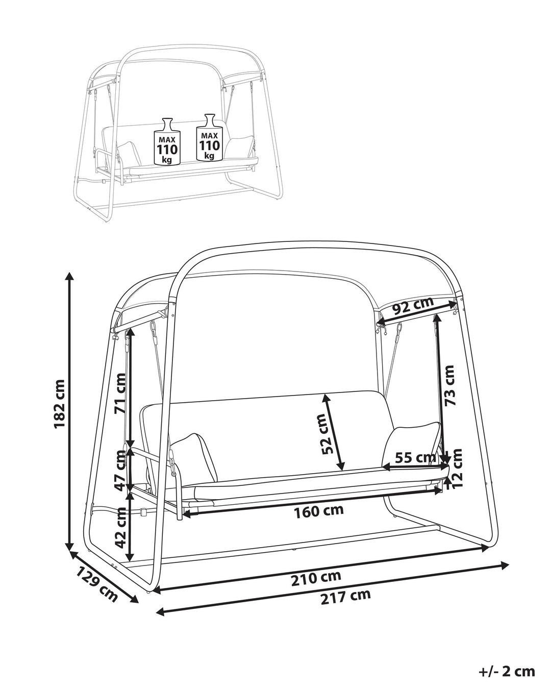 12/11/2025 Marsciano Patio Swing Metal Dark Grey