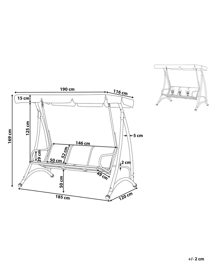 Bogart Beliani Traditional Patio Swing Metal Grey