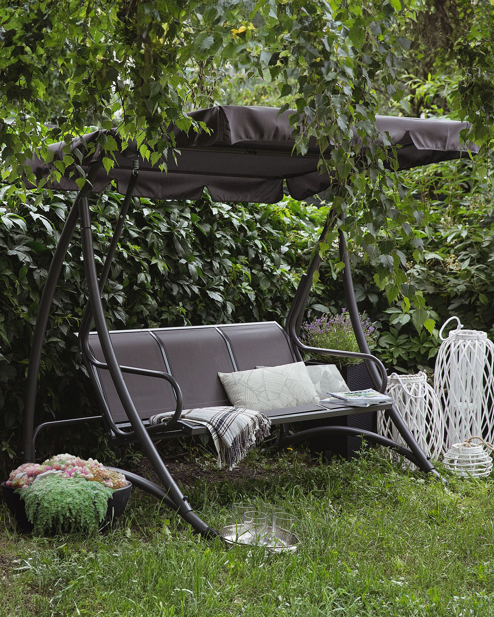 Bogart Beliani Traditional Patio Swing Metal Grey