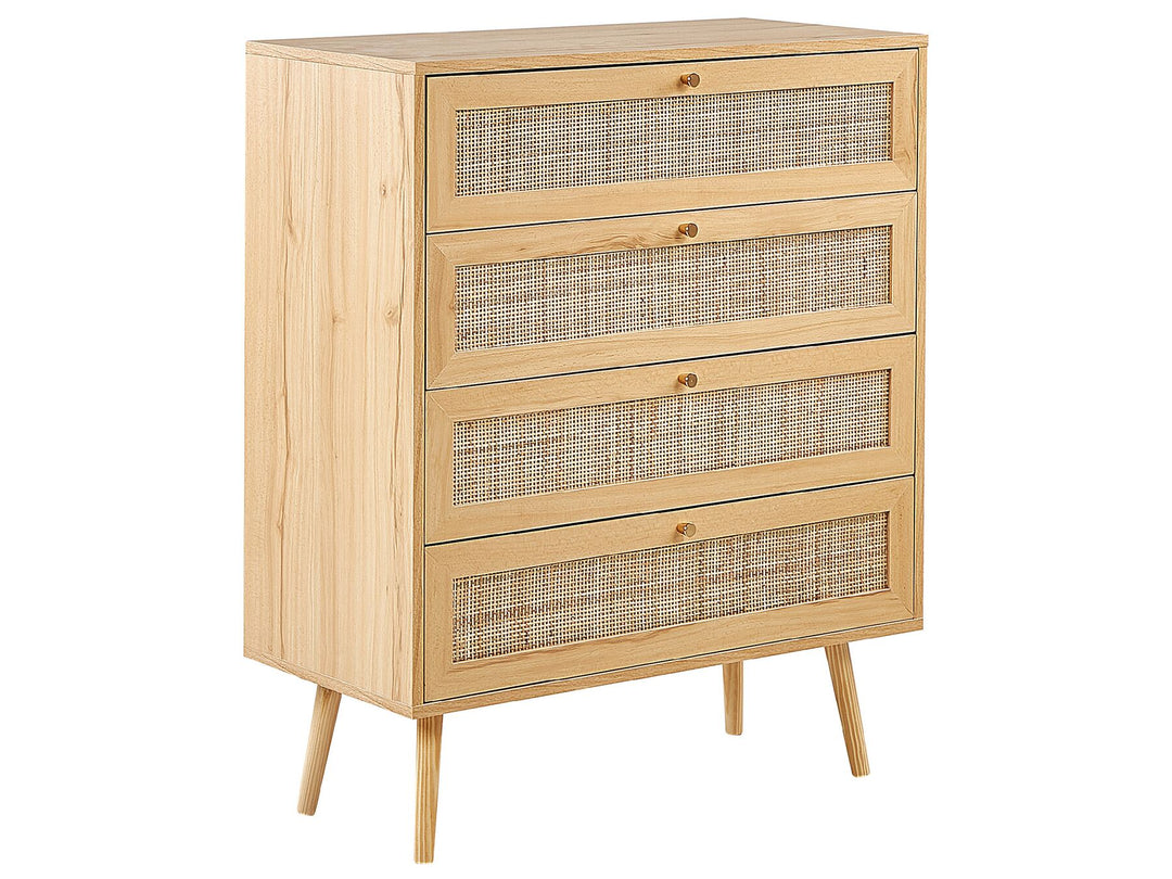 4 Drawer Chest Rattan Light Brown PEROTE