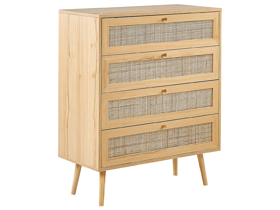 4 Drawer Chest Rattan Light Brown PEROTE