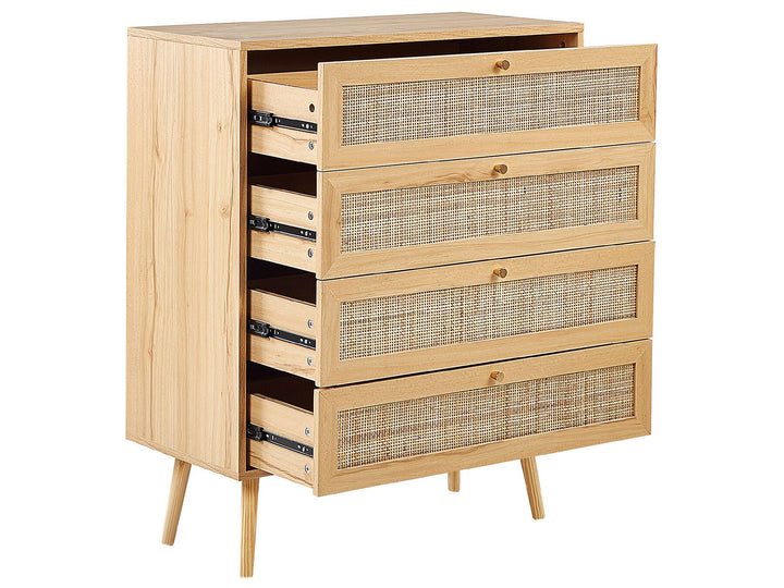 4 Drawer Chest Rattan Light Brown Caistor