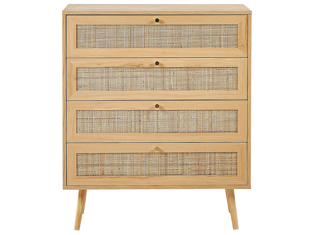 4 Drawer Chest Rattan Light Brown Caistor