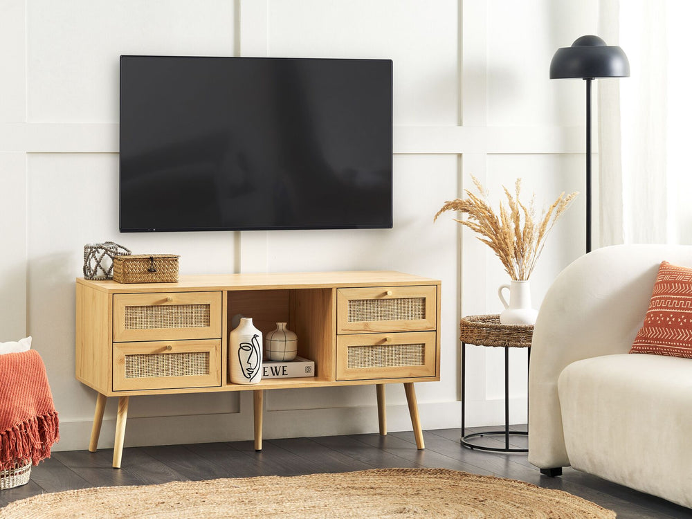 TV Stand Rattan Light Brown PEROTE
