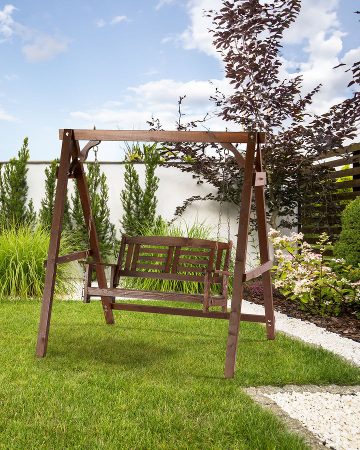 Nerito Patio Swing Wood Dark Brown