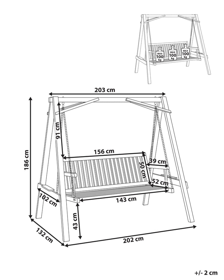 06/11/2025 Ficarella Patio Swing Larch Wood Brown