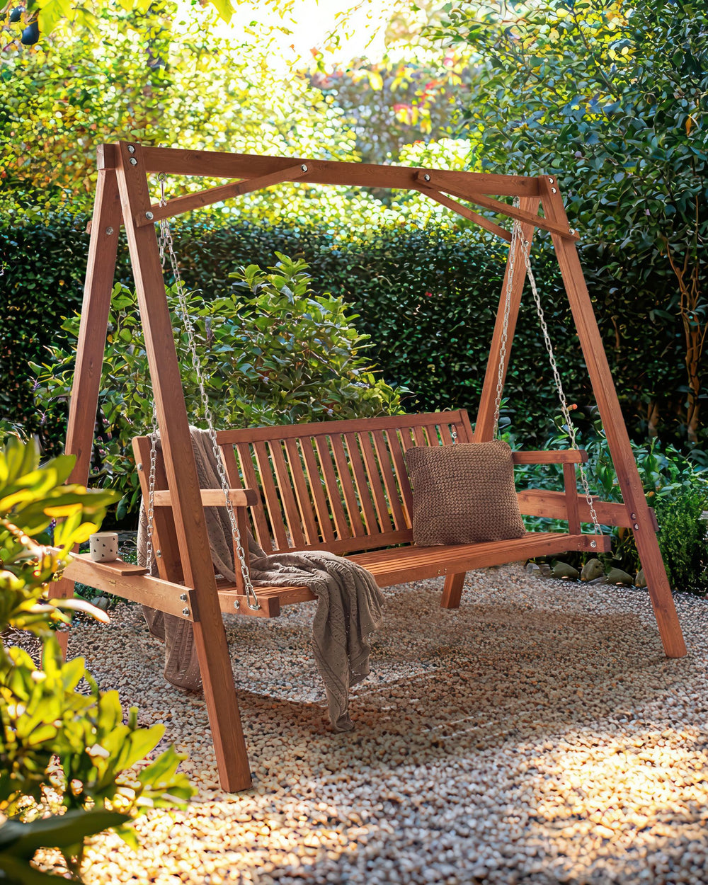 Ficarella Patio Swing Larch Wood Brown