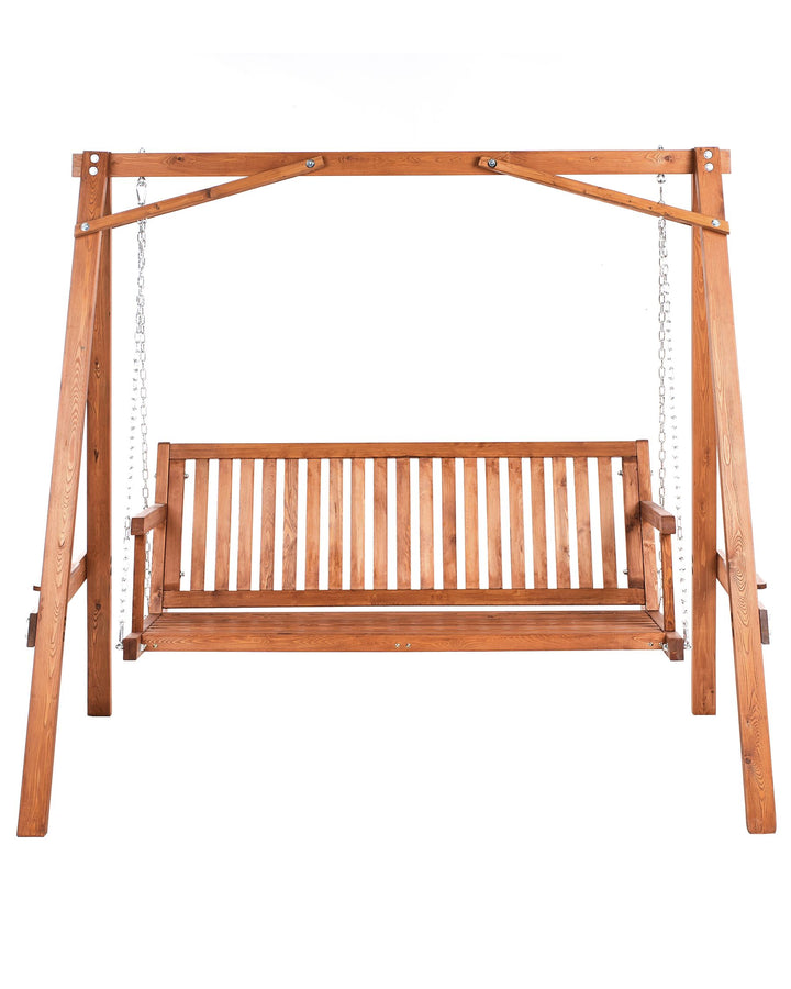 06/11/2025 Ficarella Patio Swing Larch Wood Brown