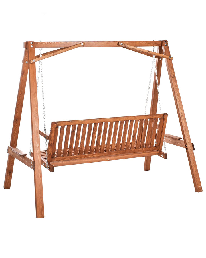 06/11/2025 Ficarella Patio Swing Larch Wood Brown