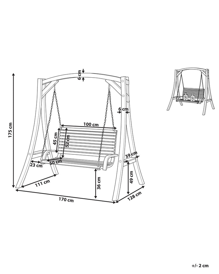Novara Patio Swing Wood Brown