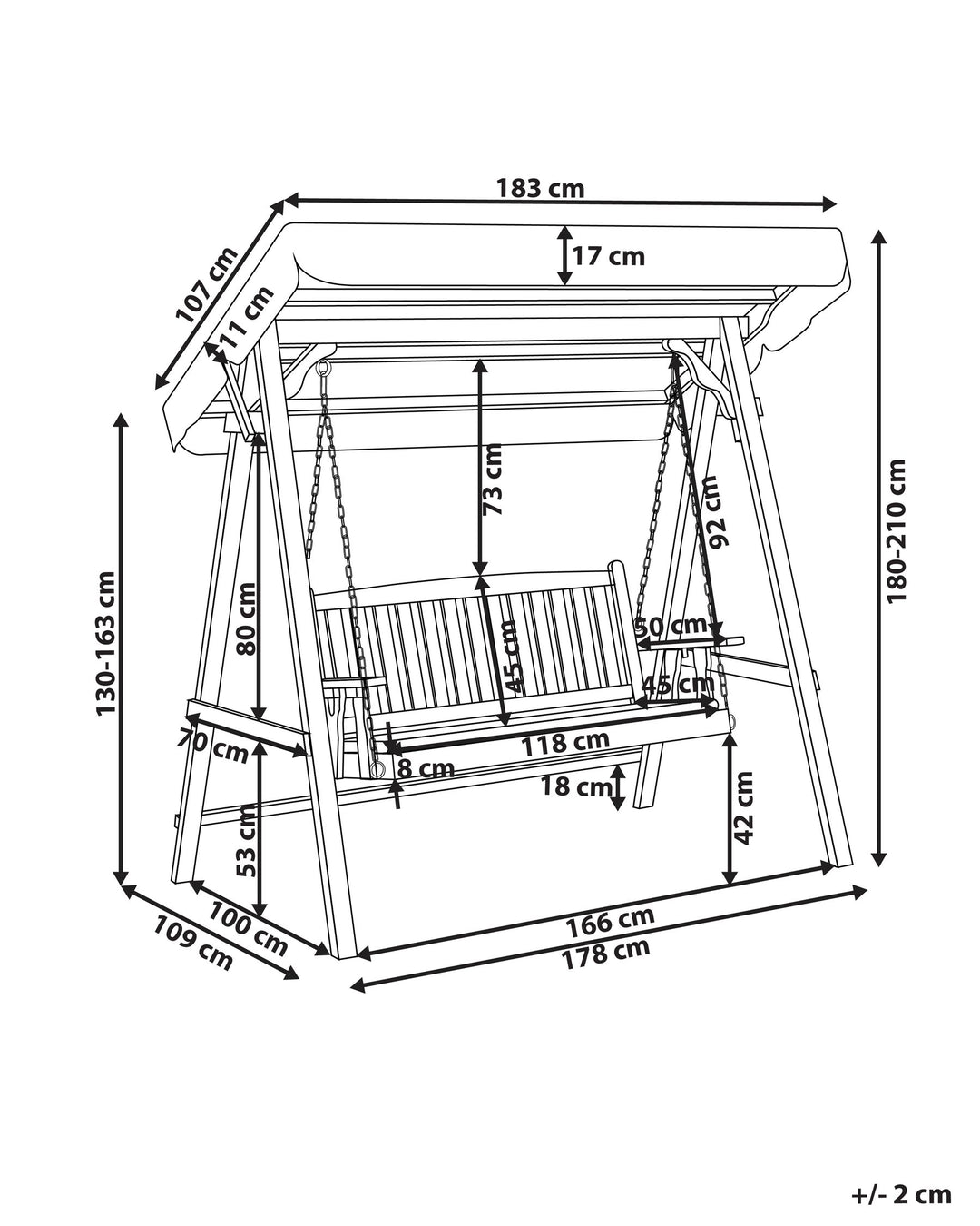 Fibbialla Patio Swing Spruce Wood Brown