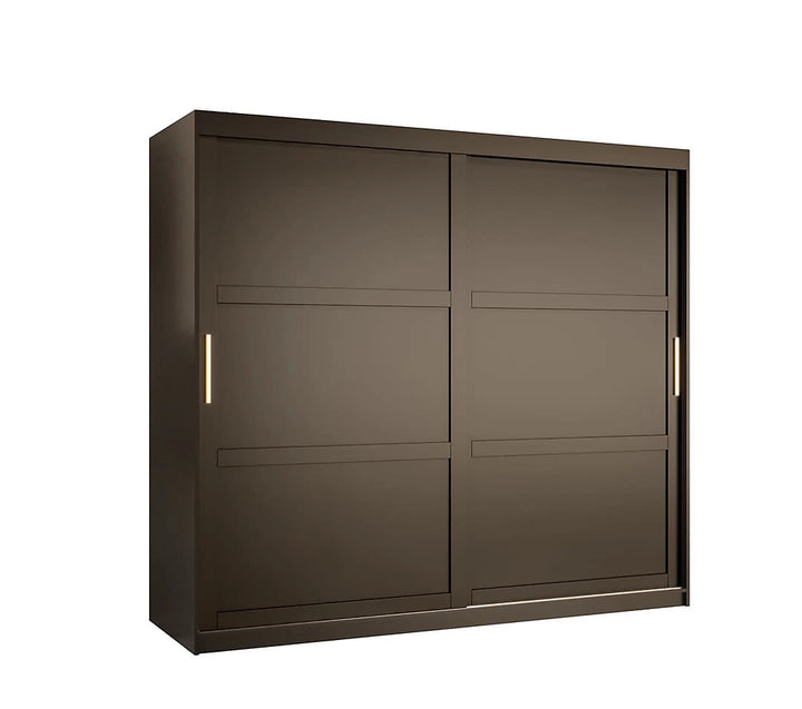 Ramiro I Contemporary 2 Sliding Door Wardrobe 9 Shelves 2 Rails Black Matt