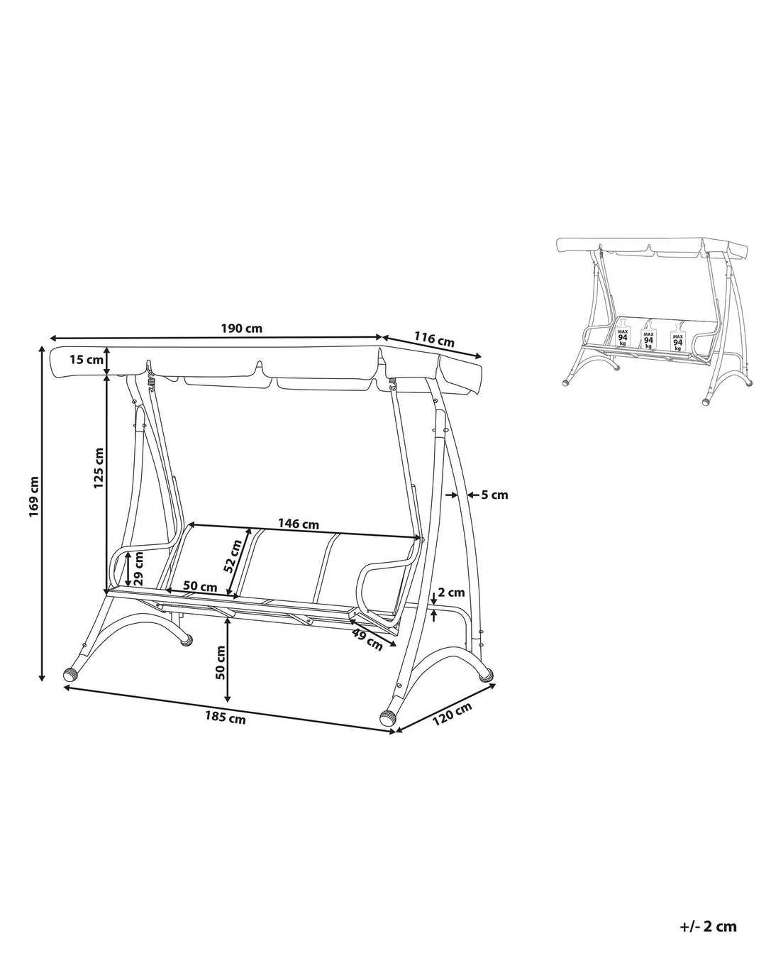Bogart Patio Swing Metal Black