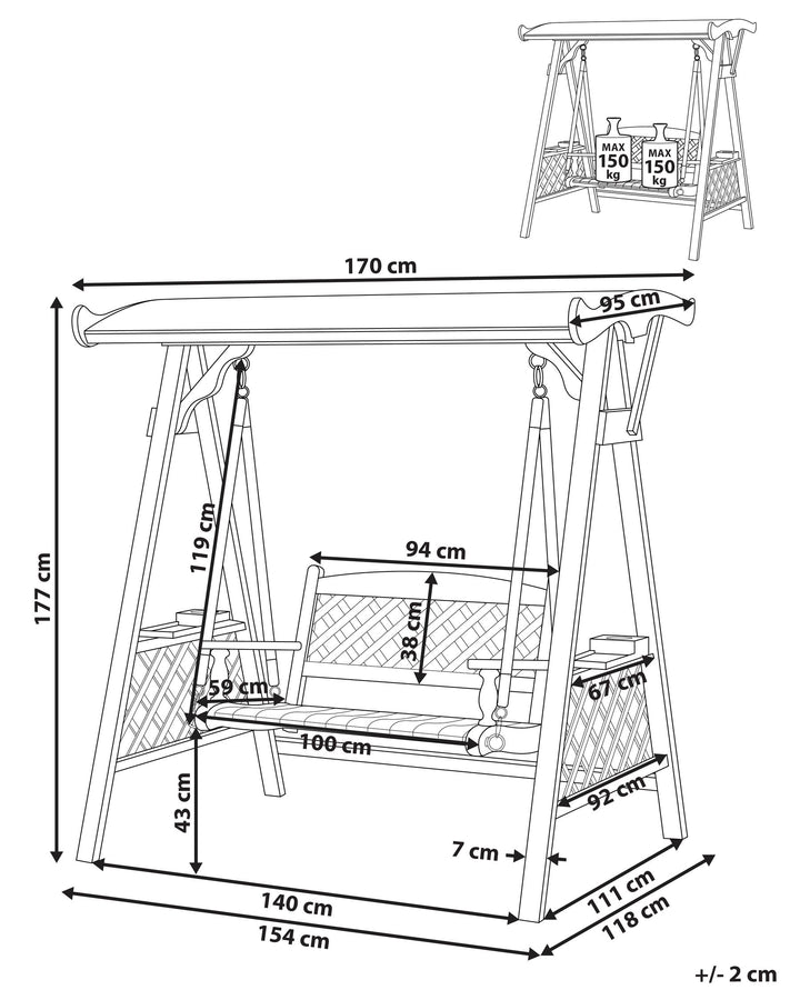 10/10/2025 Senarica Patio Swing Wood Dark Brown