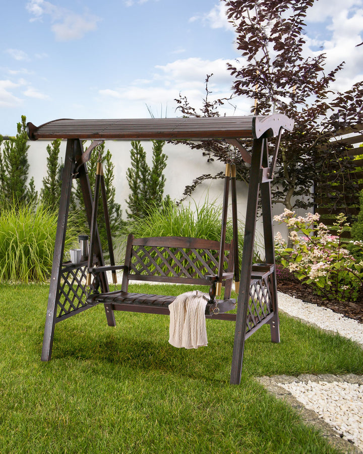 Senarica Patio Swing Wood Dark Brown