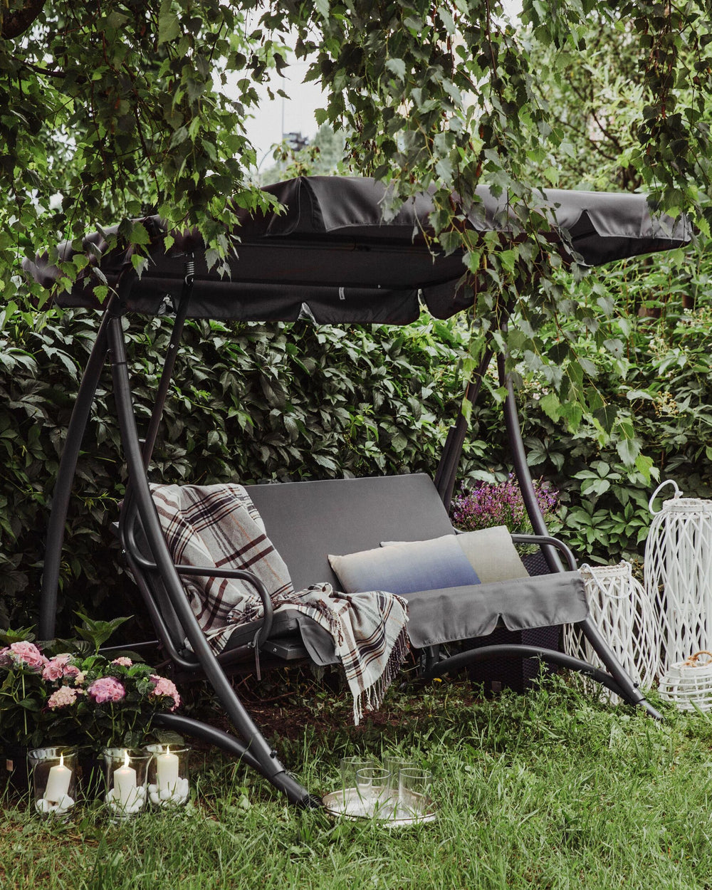 Temple Patio Swing Metal Dark Grey