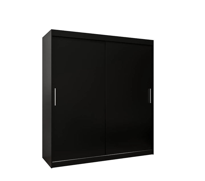 Tokyo Contemporary 2 Sliding Door Wardrobe 9 Shelves 2 Rails Black Matt
