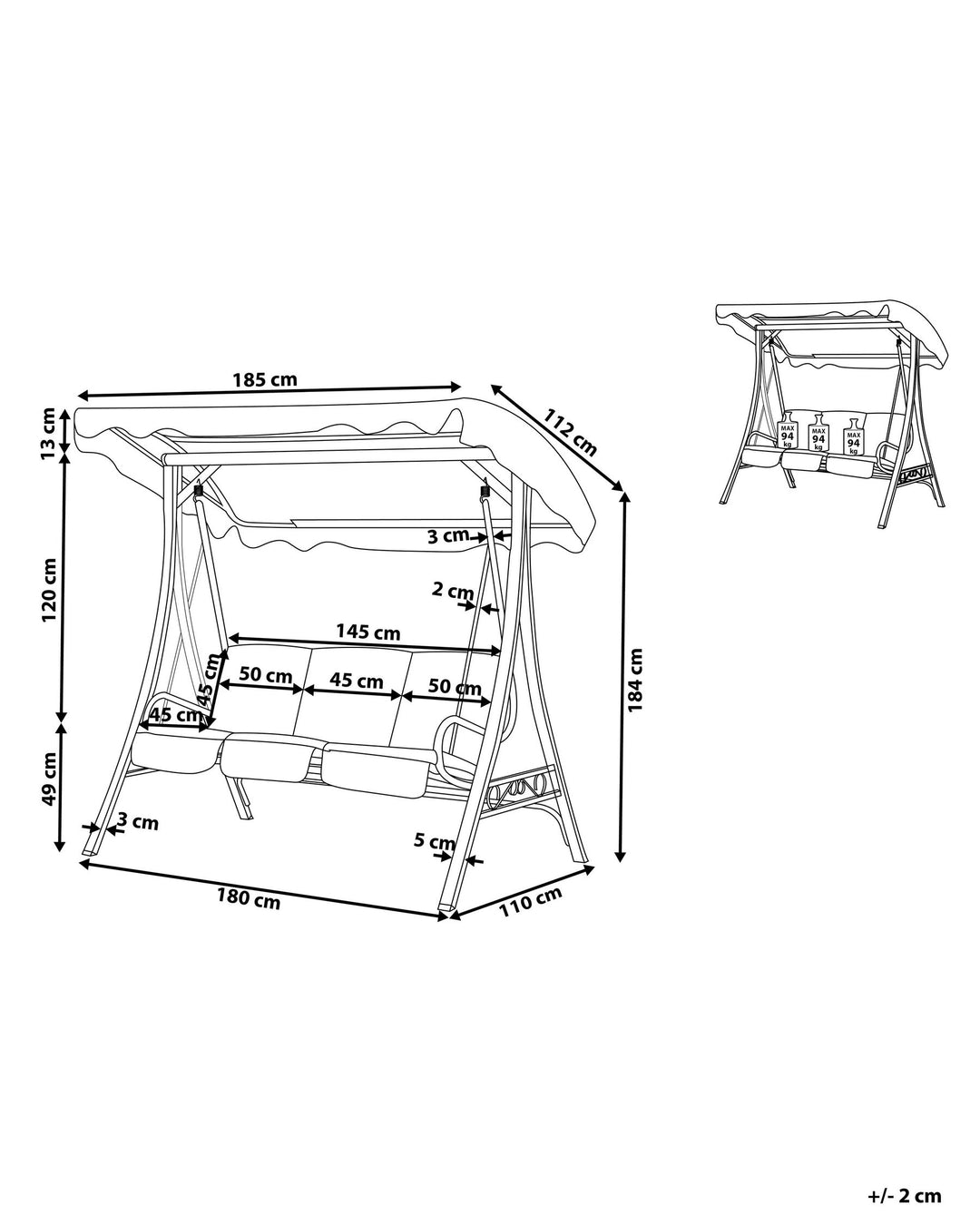 Gabro Patio Swing Metal Beige