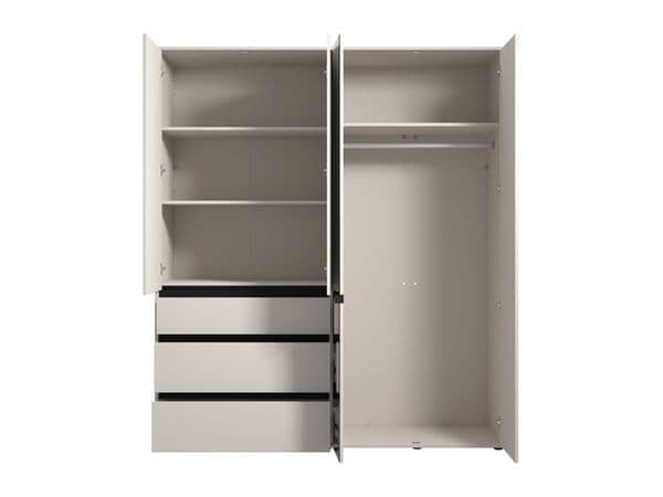 Ziyah Cashmere 4-Door Multi Drawer Mirrored Wardrobe