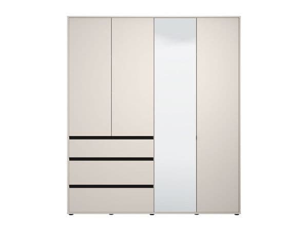 Modern wardrobe with sliding doors on a white background