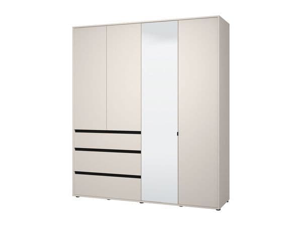 Ziyah Cashmere 4-Door Multi Drawer Mirrored Wardrobe
