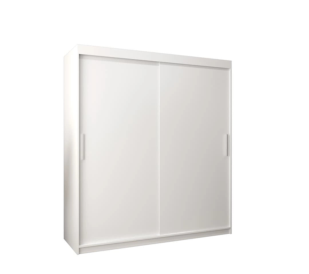 Tokyo Contemporary 2 Sliding Door Wardrobe 9 Shelves 2 Rails White Matt