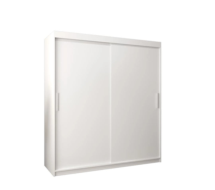 Tokyo Contemporary 2 Sliding Door Wardrobe 9 Shelves 2 Rails White Matt