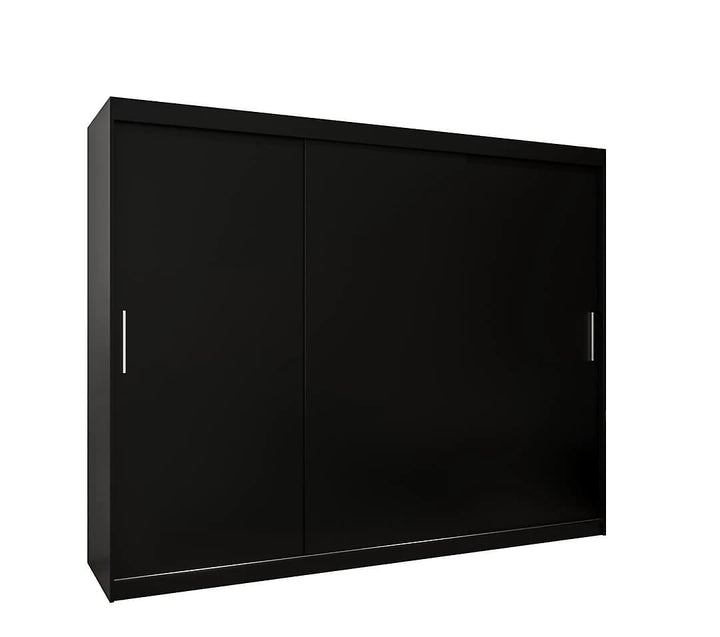 Tokyo Contemporary 3 Sliding Door Wardrobe 9 Shelves 2 Rails Black Matt